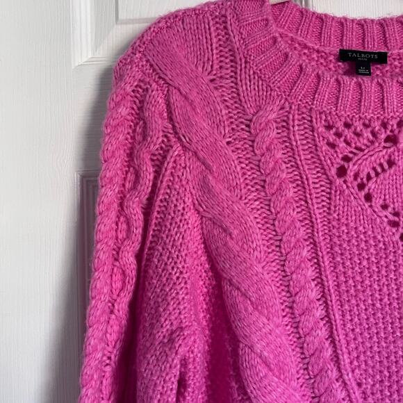 Talbots Women's pink knit sweater large petite LP soft wool blend - Picture 2 of 5